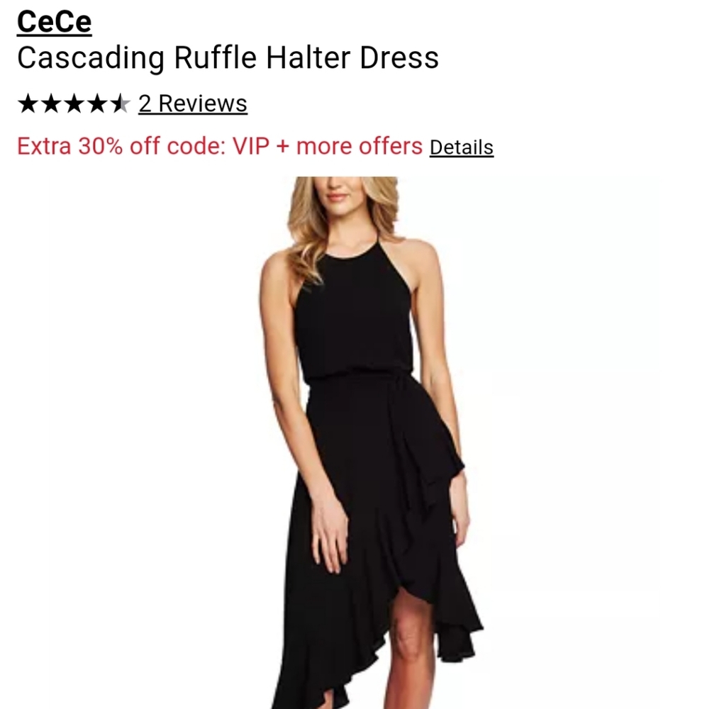 CeCe Cascading Ruffle Halter Dress